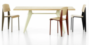 3 Standard chairs and EM table on a white background.