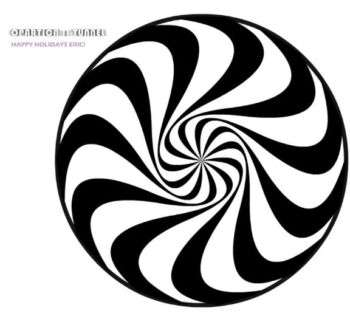 Optical Art, example.- Op Art Holiday Card for Eric Harfield.