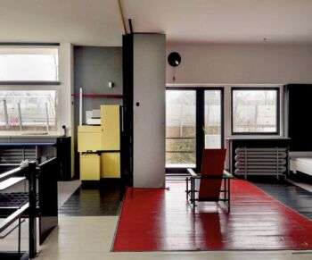 Rietveld Schroder House - Upper level with the iconic chair designed by Rietveld.